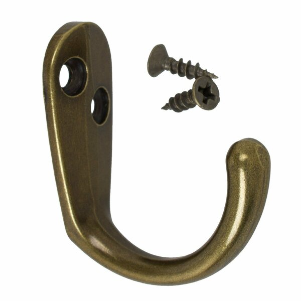 Gliderite Hardware 1-3/4 in. Antique Brass Small Coat Hook, 25PK 7005-AB-25